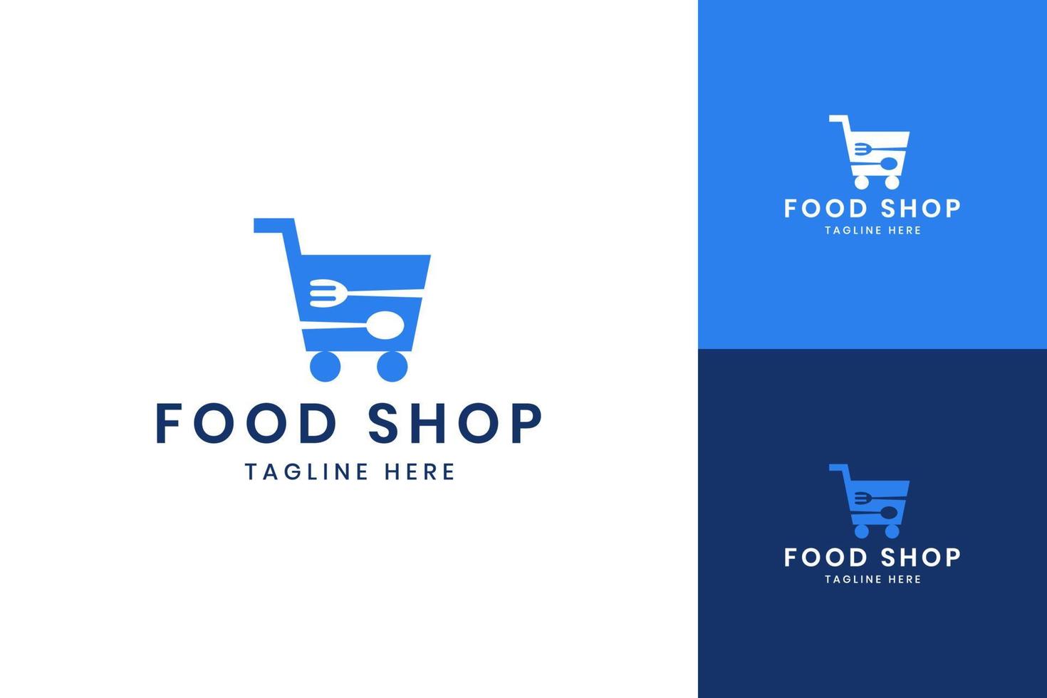 eten winkelen negatief ruimte logo ontwerp vector