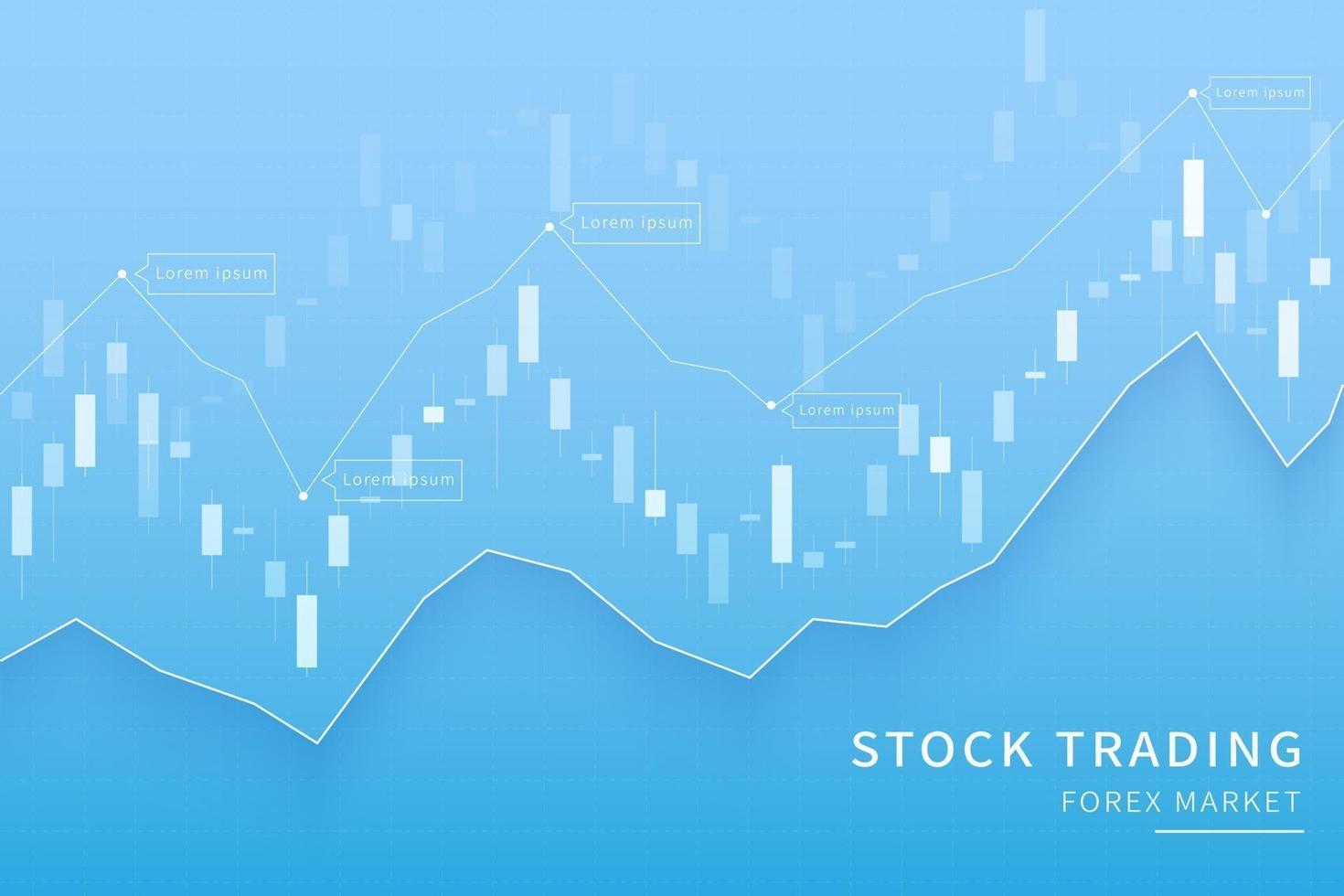 kandelaargrafiek in financiële marktillustratie op blauwe achtergrond vector
