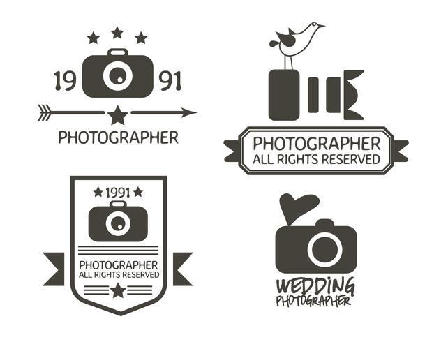 Fotografiebadges en etiketten in vintage stijl vector