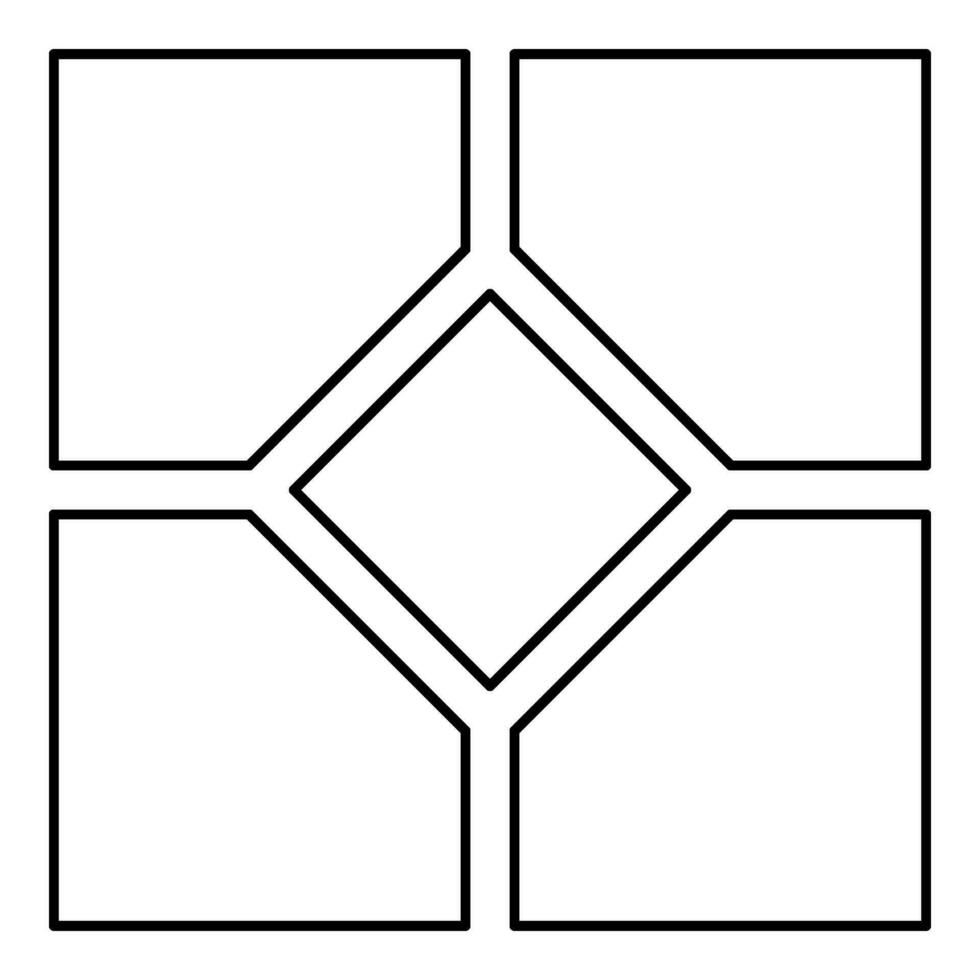 keramisch tegel bestrating plaat contour schets lijn icoon zwart kleur vector illustratie beeld dun vlak stijl