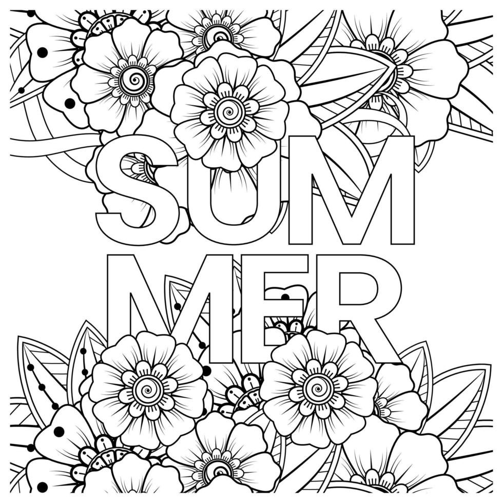 hallo zomerbannersjabloon met mehndi-bloem vector