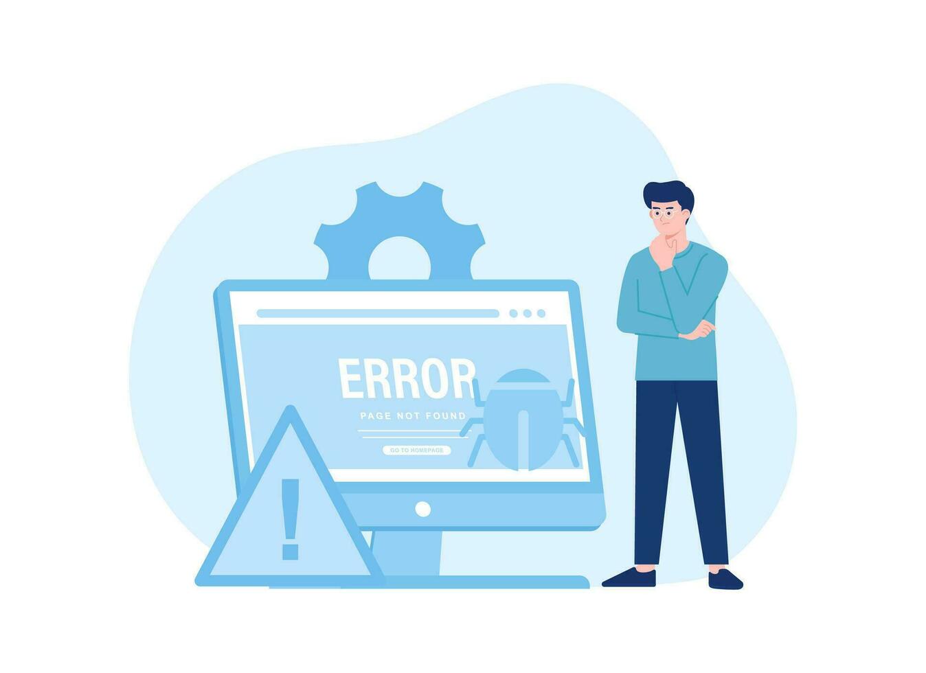 fix 404 fout computer scherm bladzijde met fout concept vlak illustratie vector