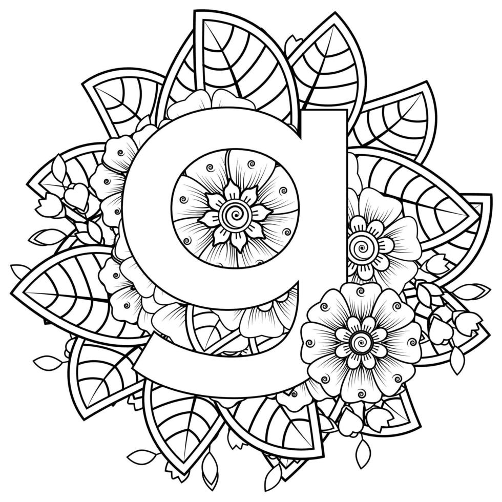 letter g met mehndi-bloem. decoratief ornament in etnisch oosters vector