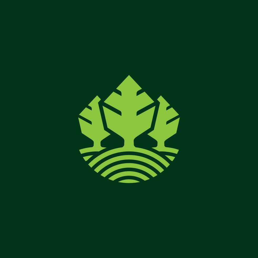 groen biologisch abstract verdrievoudigen boom logo icoon symbool vector
