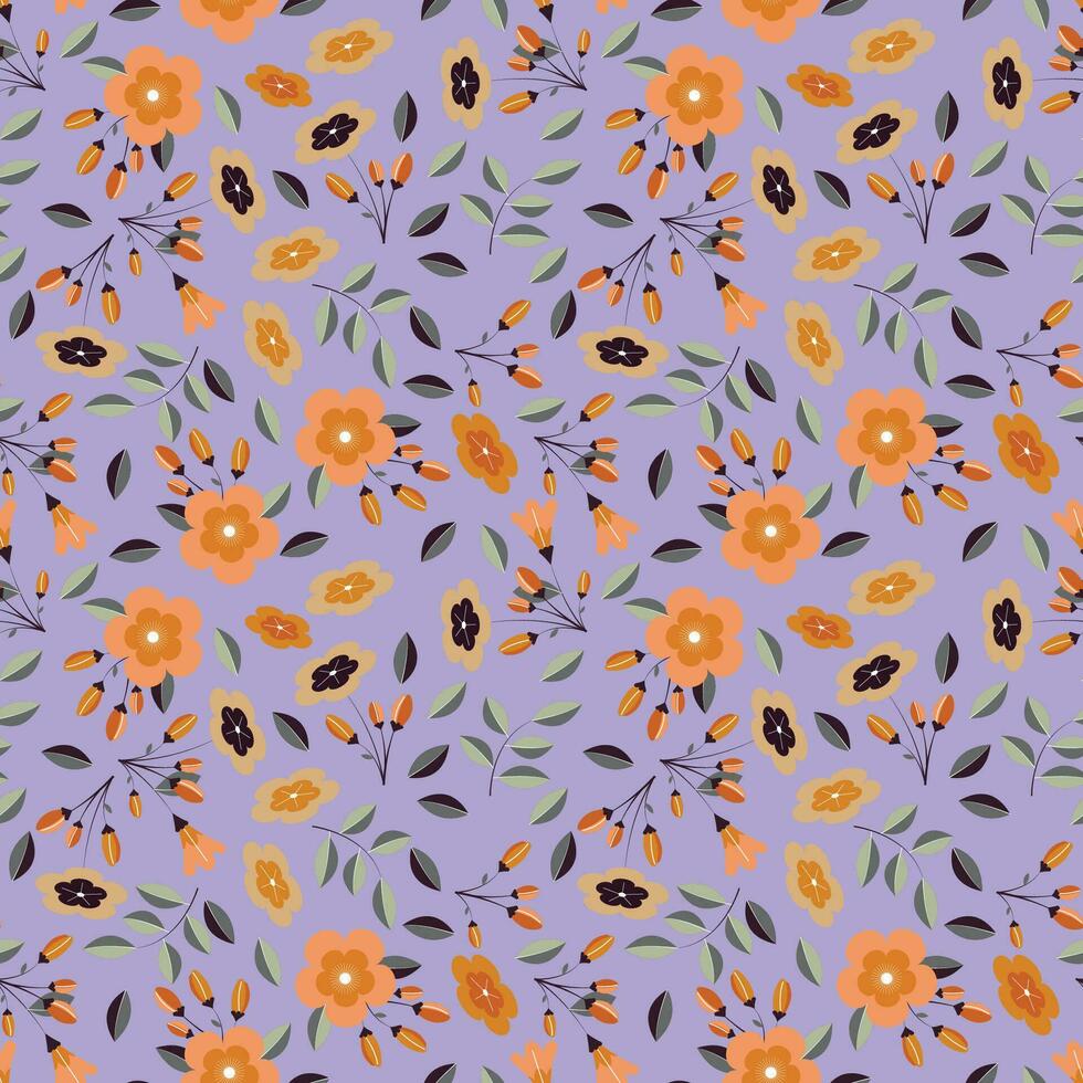 abstract vlak hand- trek bloemen patroon achtergrond. vector