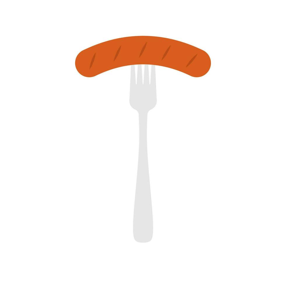 bbq worst vector illustratie logo icoon worst Aan barbecue vork. gegrild worst Aan vork icoon. heet worst Aan vork geïsoleerd teken Aan wit achtergrond. vector illustratie