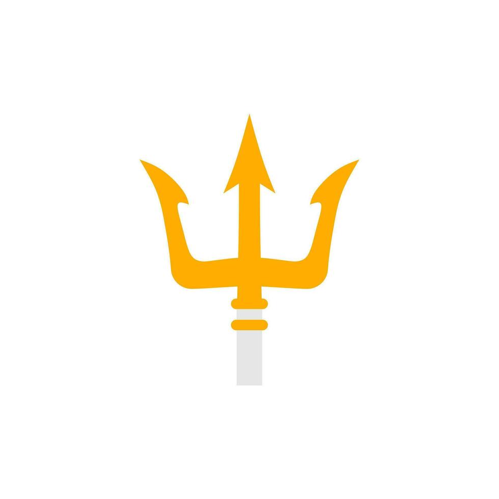drietand vlak ontwerp vector illustratie. gouden drietand wapen van Poseidon. duivel hooivork verzameling geïsoleerd. demon drietand speer.
