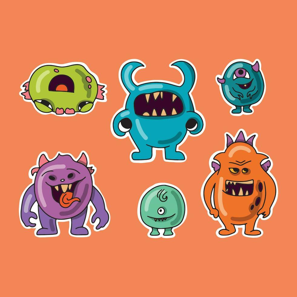 tekenfilm monsters. vector reeks van tekenfilm monsters geïsoleerd. ontwerp voor afdrukken, partij decoratie, t-shirt, illustratie, logo, embleem of sticker