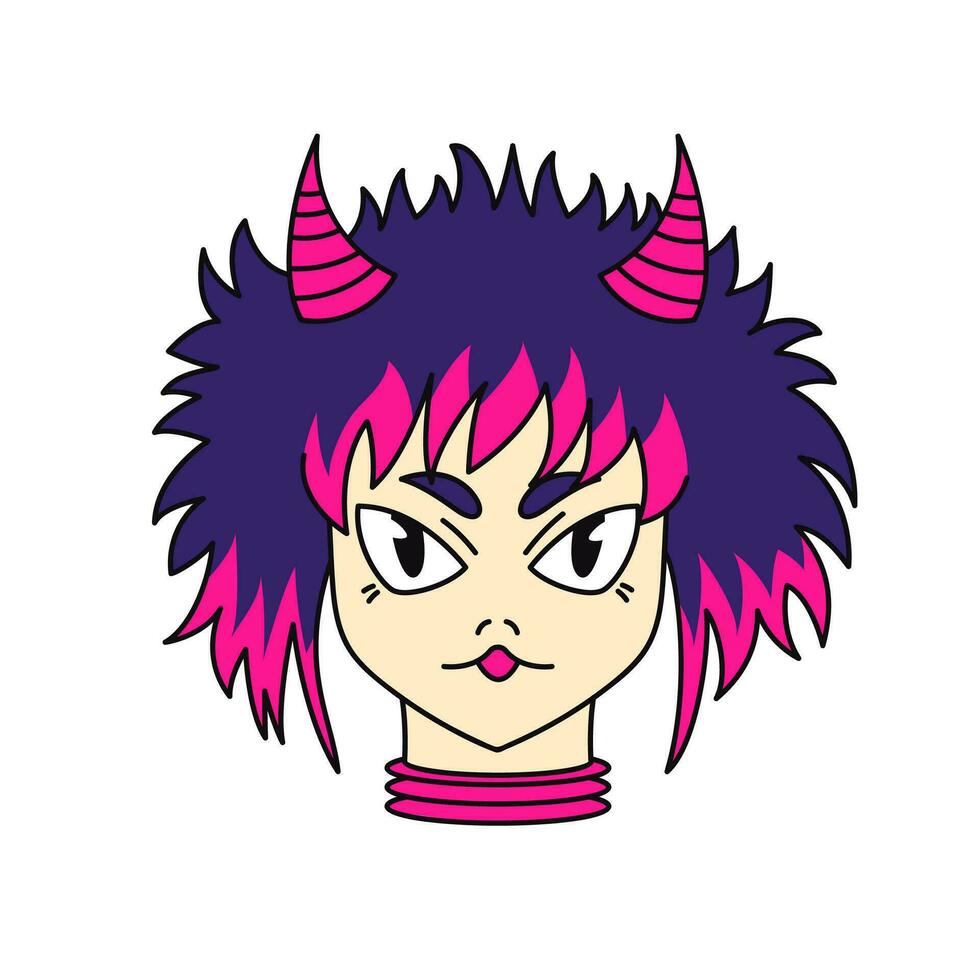 emo karakter. y2k stijl. zwart subcultuur. vector vlak illustratie geïsoleerd Aan wit achtergrond.