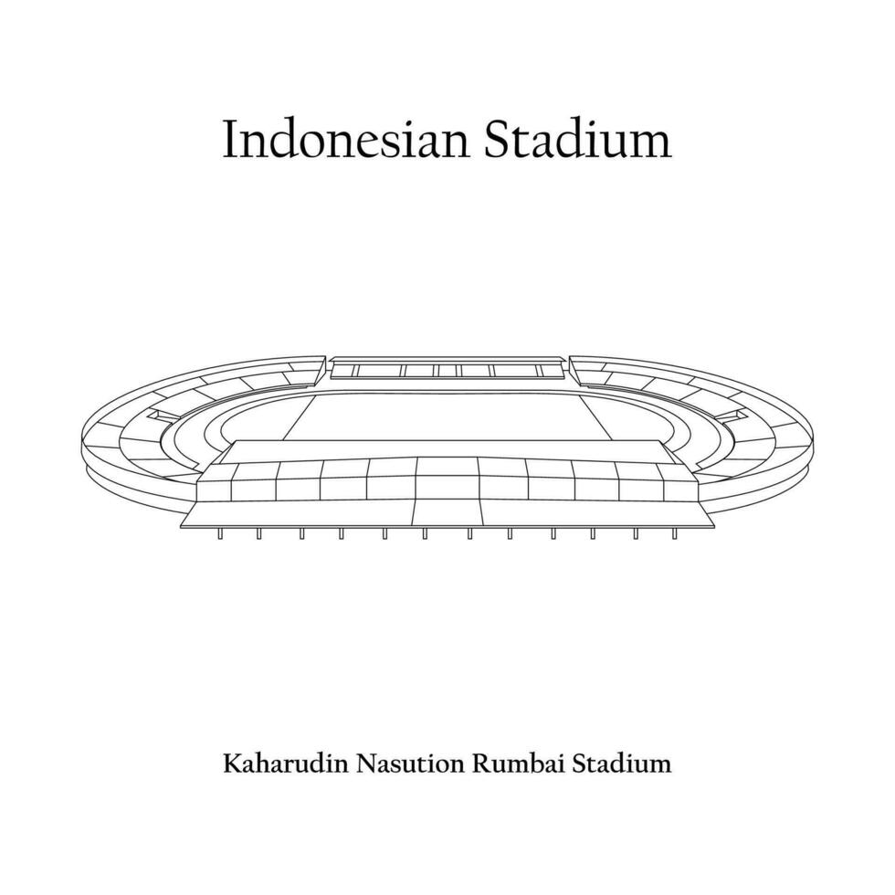 grafisch ontwerp van de kaharudin nasutie rompi stadion, pekanbaru stad, psps riau huis team. Internationale Amerikaans voetbal stadion in Indonesisch. vector