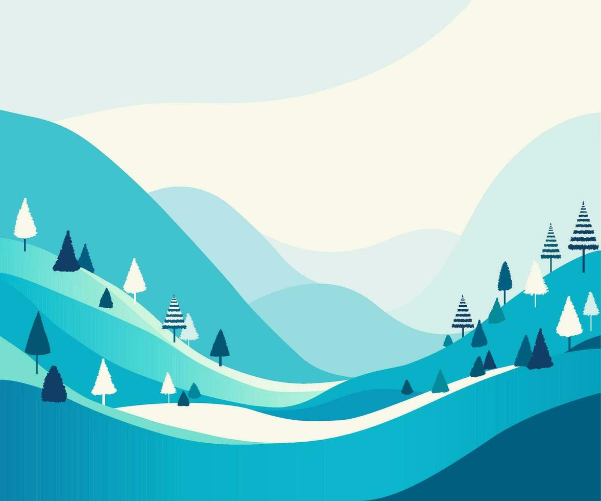 winter landschap, nieuw jaar kaart vector