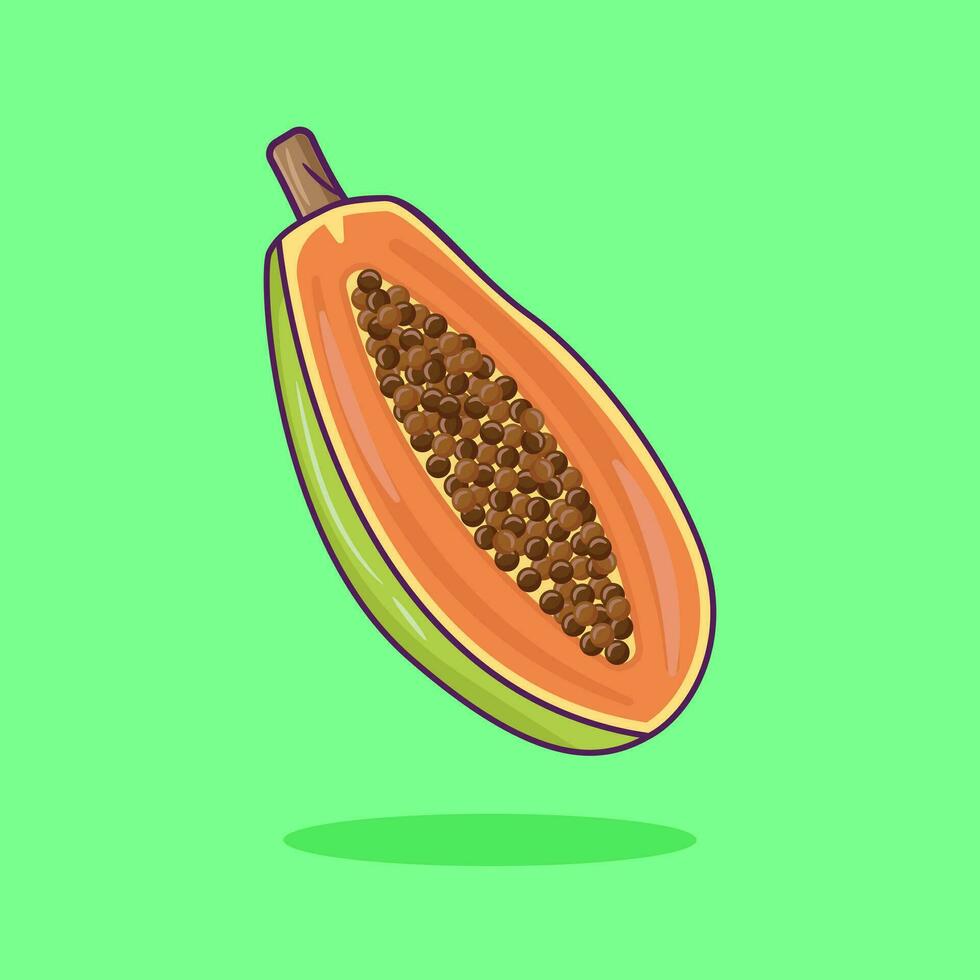 papaja fruit tekenfilm vector icoon illustratie voedsel natuur icoon concept geïsoleerd premie