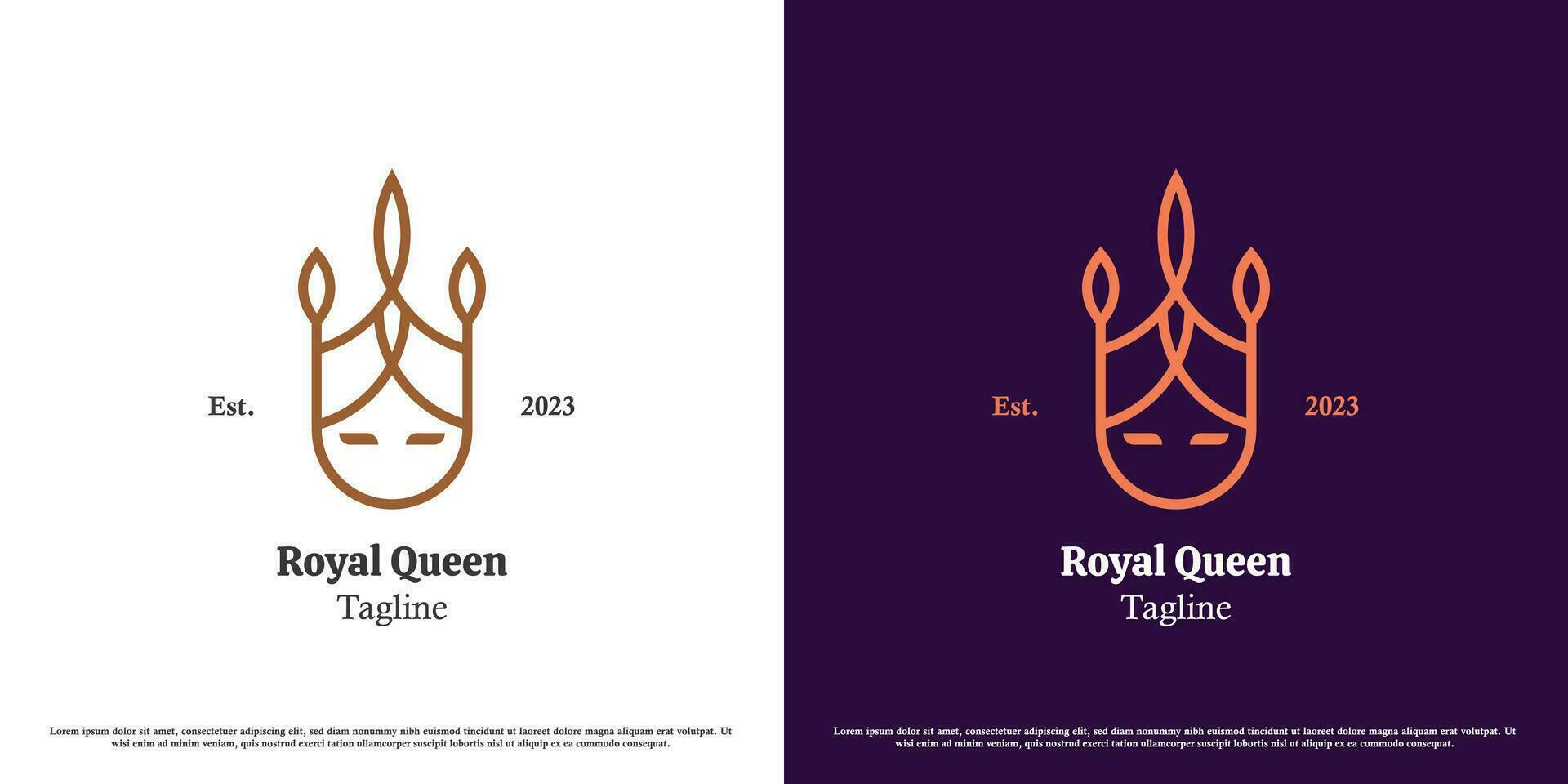 schattig koningin logo ontwerp illustratie. silhouet van schoonheid vrouw vrouw mode prinses koningin kroon koning koninkrijk edele mooi wijs diamant ridder. gemakkelijk minimalistische vrouwelijk elegant vlak concept. vector