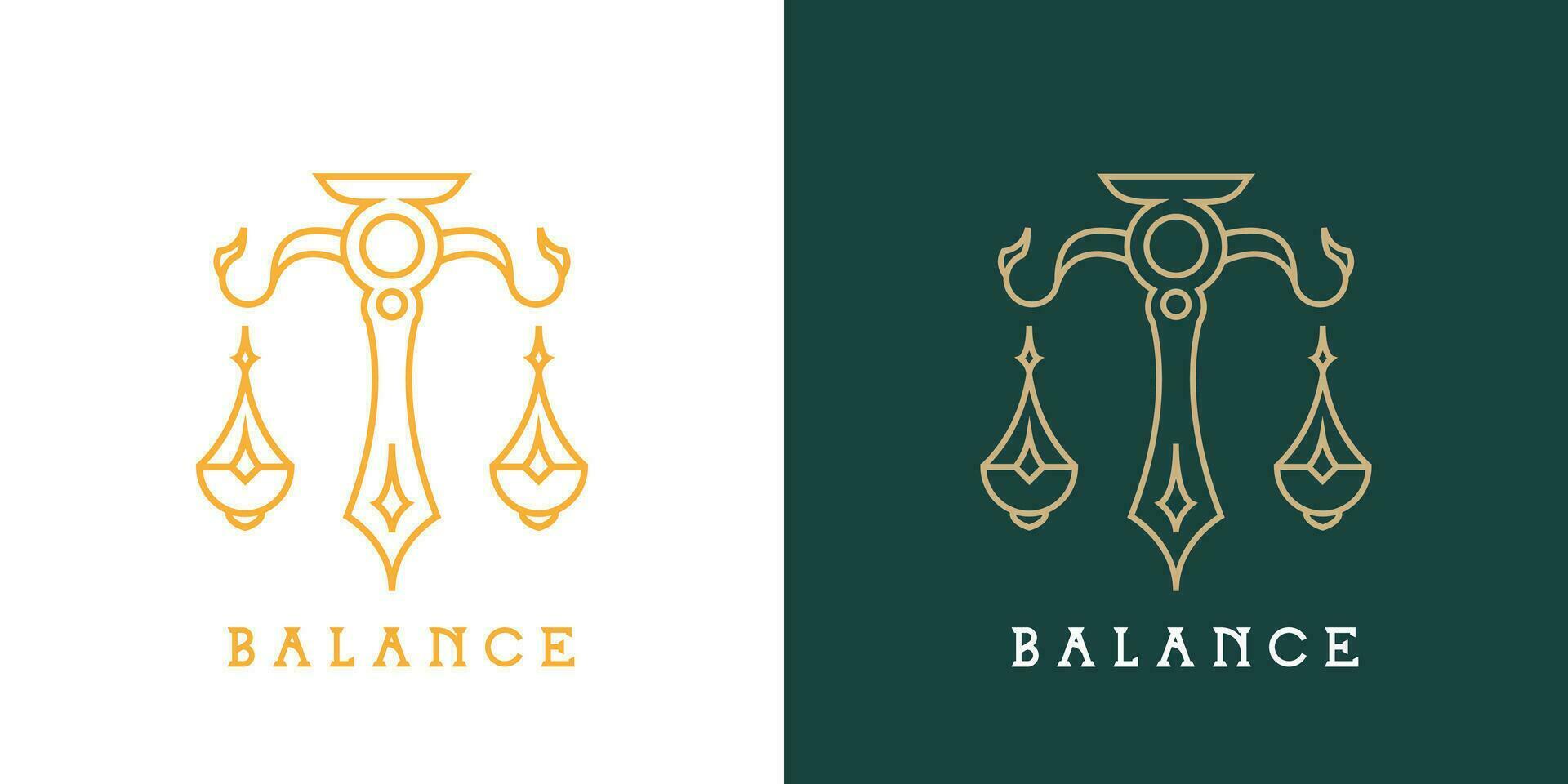 balans schaal logo ontwerp illustratie. symbool van wettelijk balans van gerechtigheid rechtbank advocaat firma aanklager rechter advocaat. icoon gemakkelijk antiek elegant luxe majestueus trots stoutmoedig meetkundig wijs eer. vector