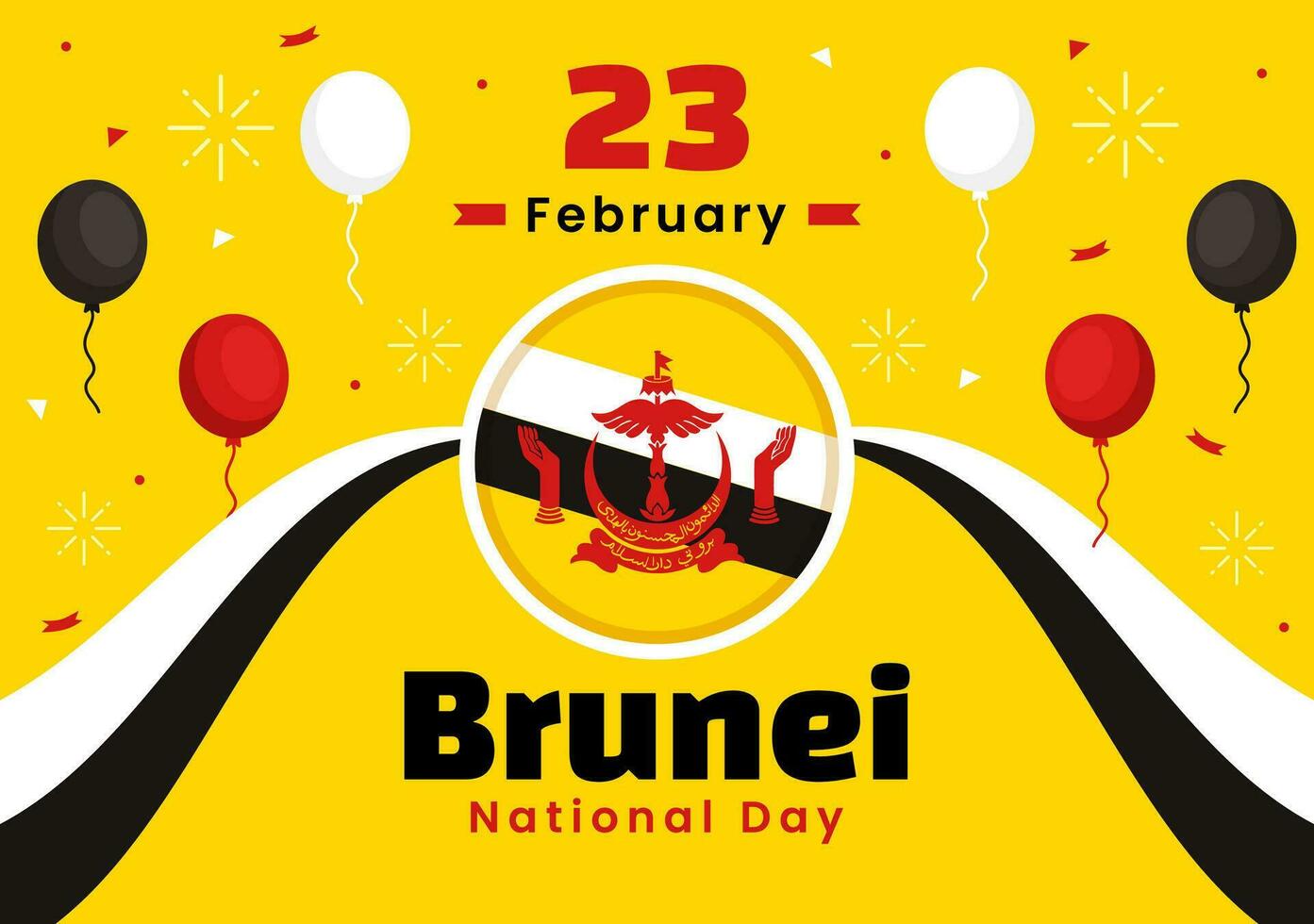 gelukkig Brunei Darussalam nationaal dag vector illustratie Aan 23 februari met golvend vlag in patriottisch vakantie vlak tekenfilm achtergrond ontwerp