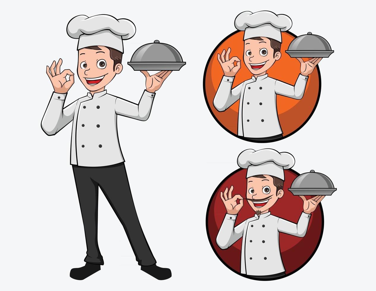 cartoon logo chef-kok illustratie mascotte vector