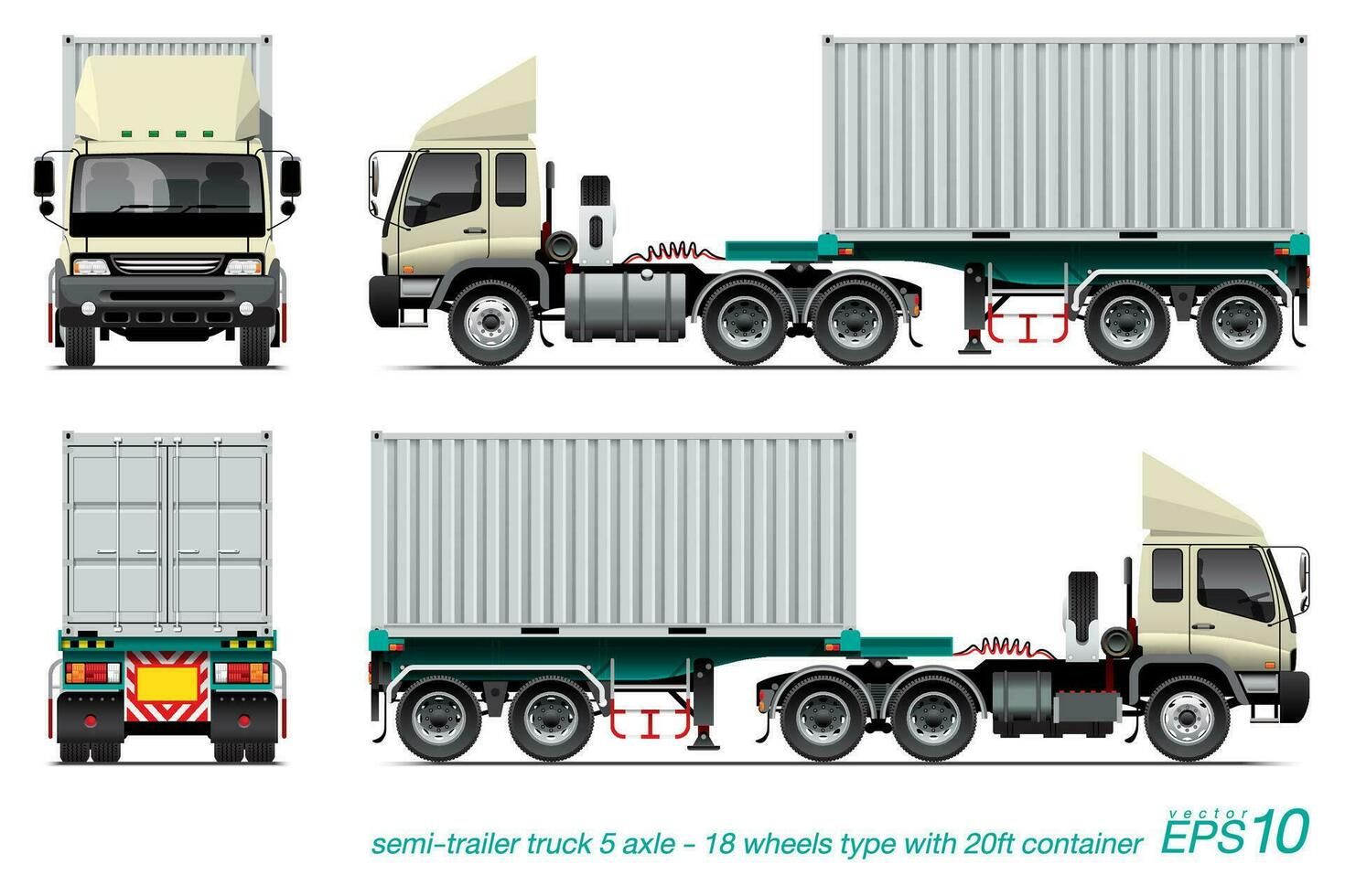 oplegger oplegger vrachtauto laden 20 ft container. vector