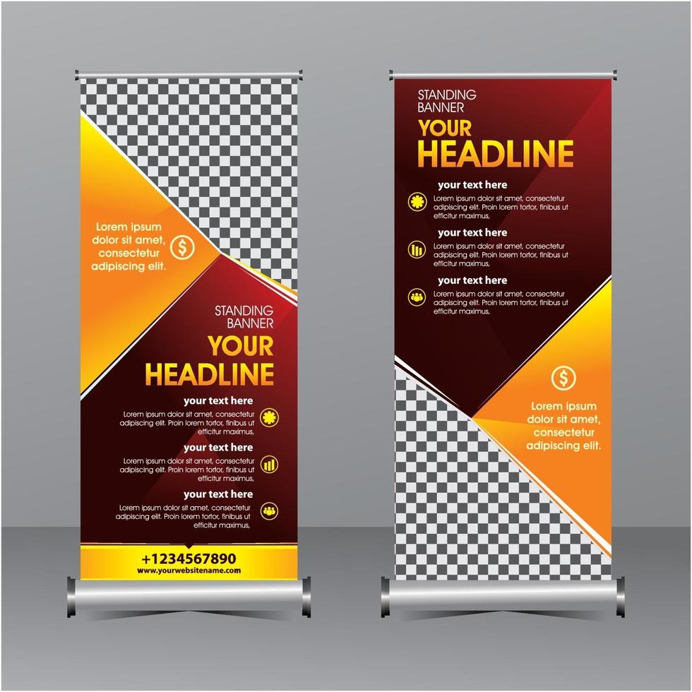 sjabloon voor rode en gele moderne geometrie staande banner vector