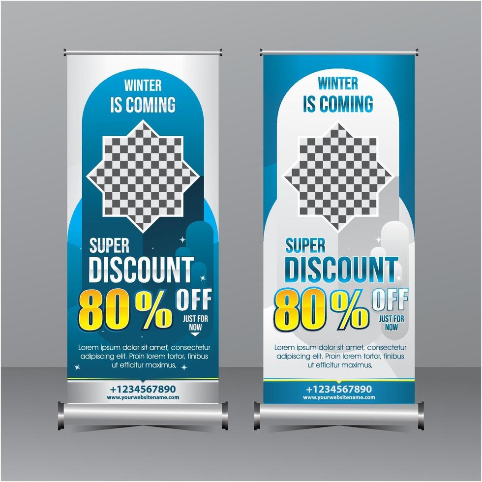 sjabloon voor blauwe en witte moderne geometrie staande banner vector