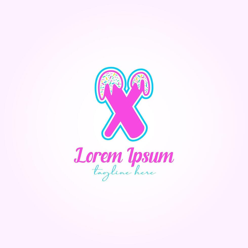 brief X met kleurrijk smakelijk ijs room logo vector sjabloon
