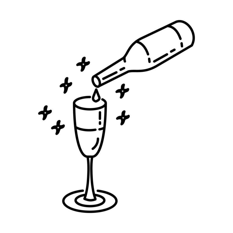 champagne partij icoon. doodle hand getrokken of schets pictogramstijl vector