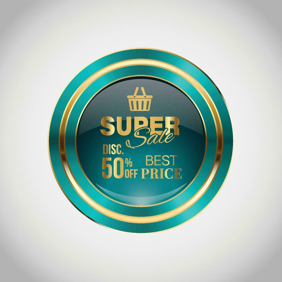 luxe gouden groen uitverkoop badges en etiketten. retro wijnoogst uitverkoop cirkel insigne ontwerp vector