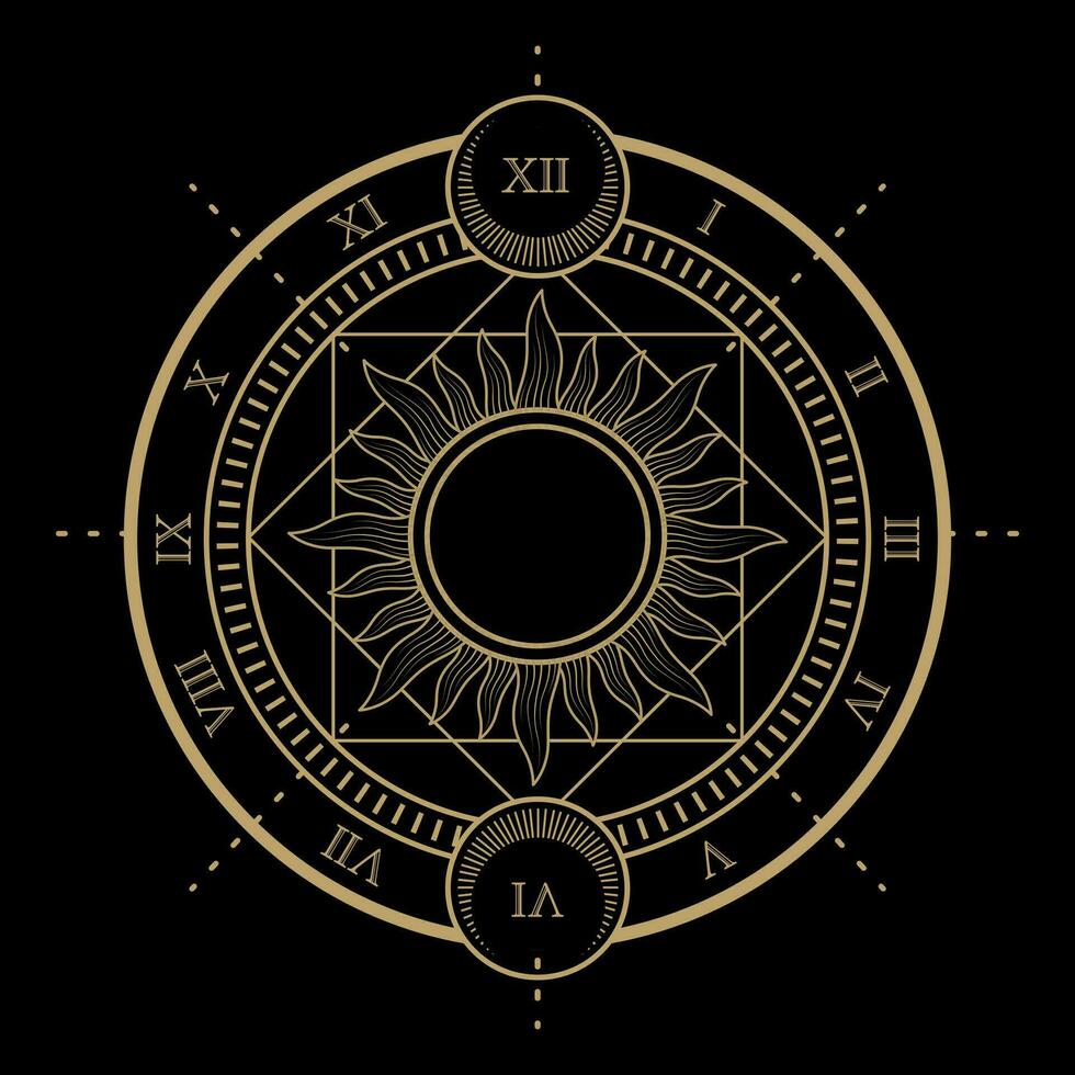 mysterieus abstract gouden heilig magisch cirkel symbool vector
