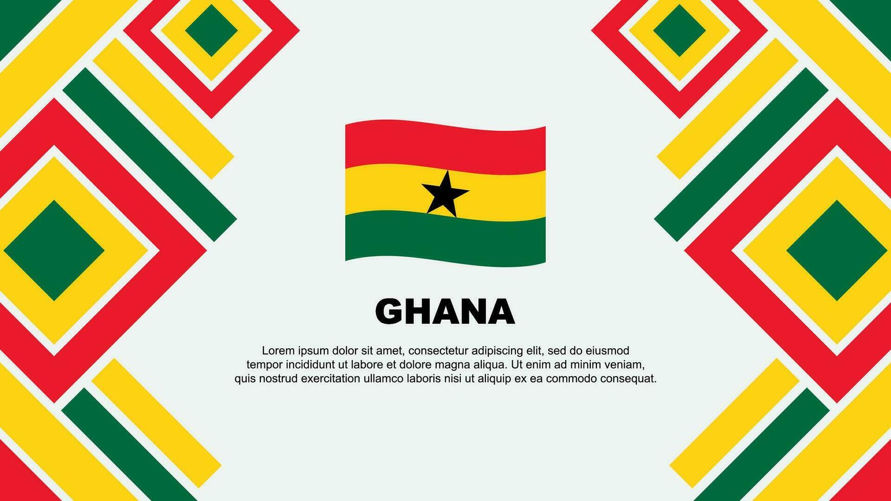 Ghana vlag abstract achtergrond ontwerp sjabloon. Ghana onafhankelijkheid dag banier behang vector illustratie. Ghana