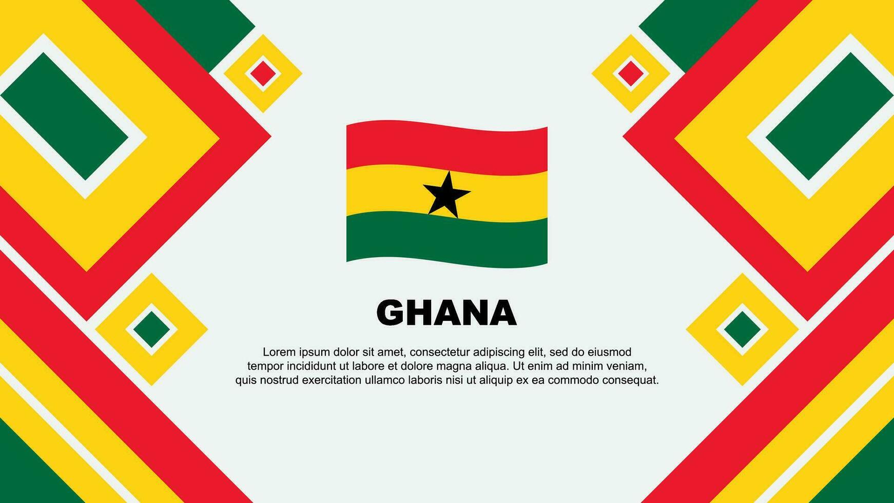 Ghana vlag abstract achtergrond ontwerp sjabloon. Ghana onafhankelijkheid dag banier behang vector illustratie. Ghana tekenfilm