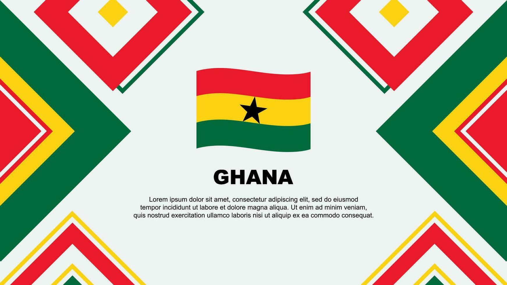 Ghana vlag abstract achtergrond ontwerp sjabloon. Ghana onafhankelijkheid dag banier behang vector illustratie. Ghana onafhankelijkheid dag