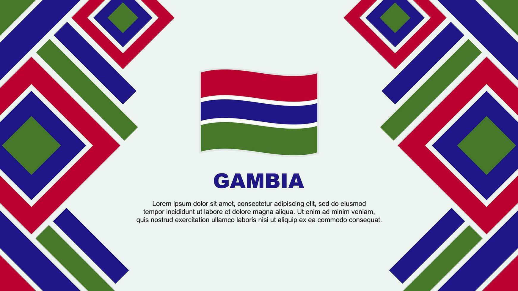 Gambia vlag abstract achtergrond ontwerp sjabloon. Gambia onafhankelijkheid dag banier behang vector illustratie. Gambia