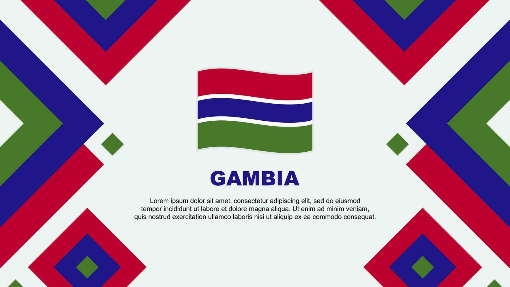 Gambia vlag abstract achtergrond ontwerp sjabloon. Gambia onafhankelijkheid dag banier behang vector illustratie. Gambia sjabloon