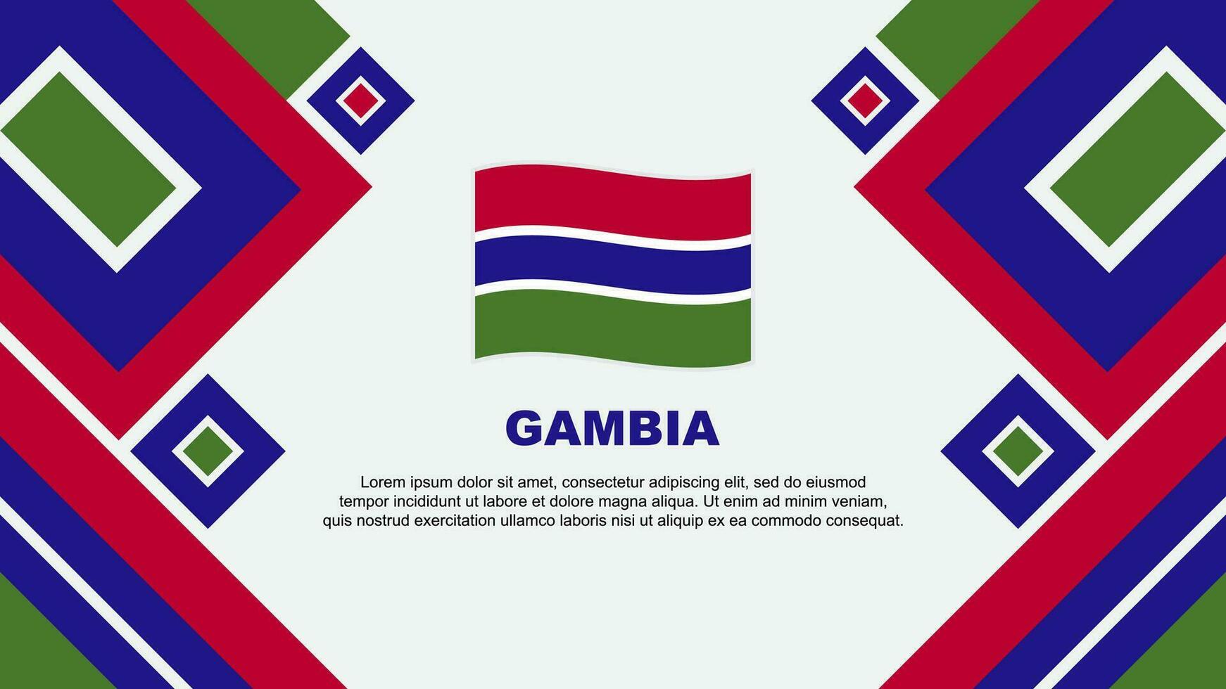 Gambia vlag abstract achtergrond ontwerp sjabloon. Gambia onafhankelijkheid dag banier behang vector illustratie. Gambia tekenfilm