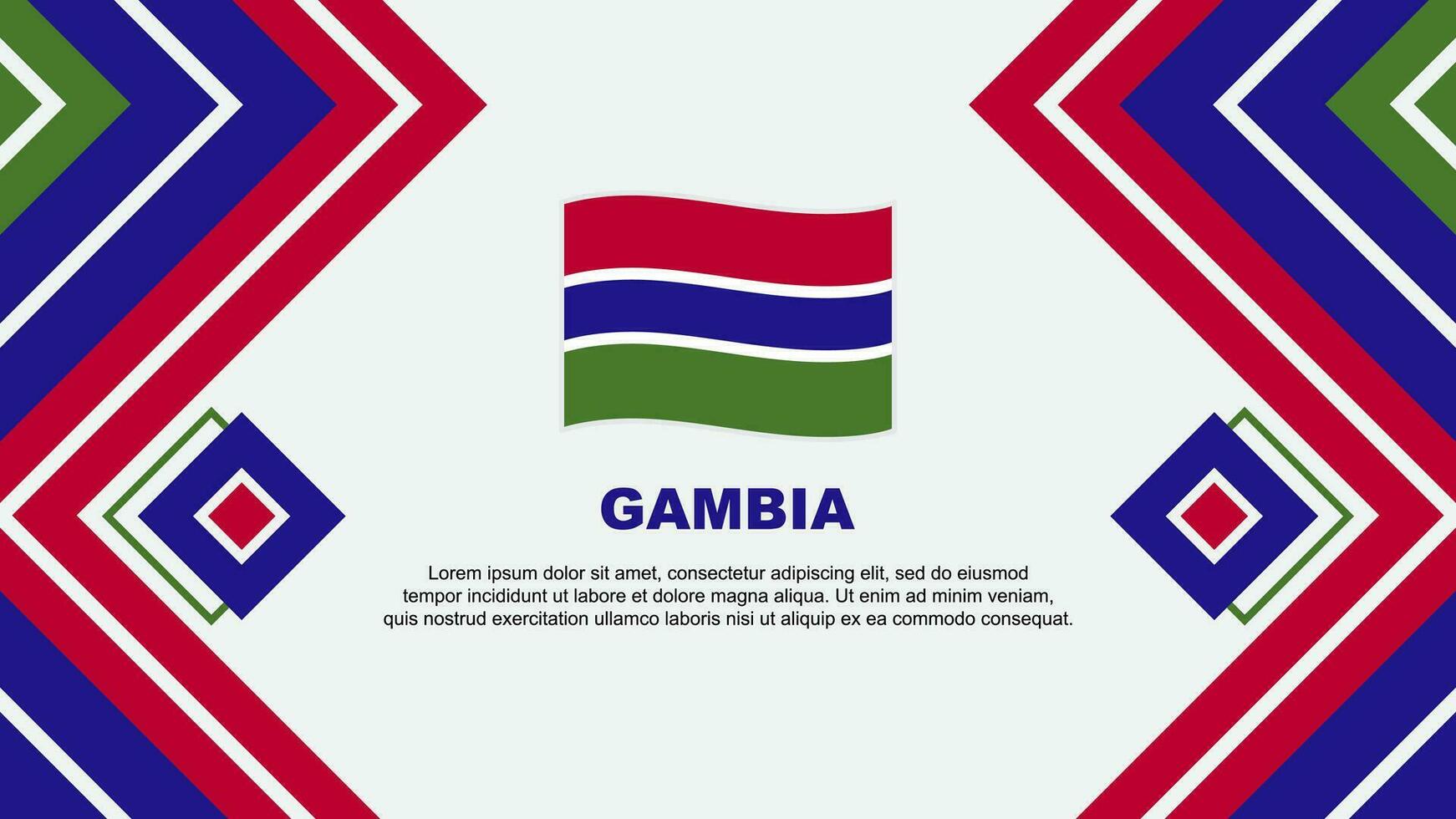 Gambia vlag abstract achtergrond ontwerp sjabloon. Gambia onafhankelijkheid dag banier behang vector illustratie. Gambia ontwerp