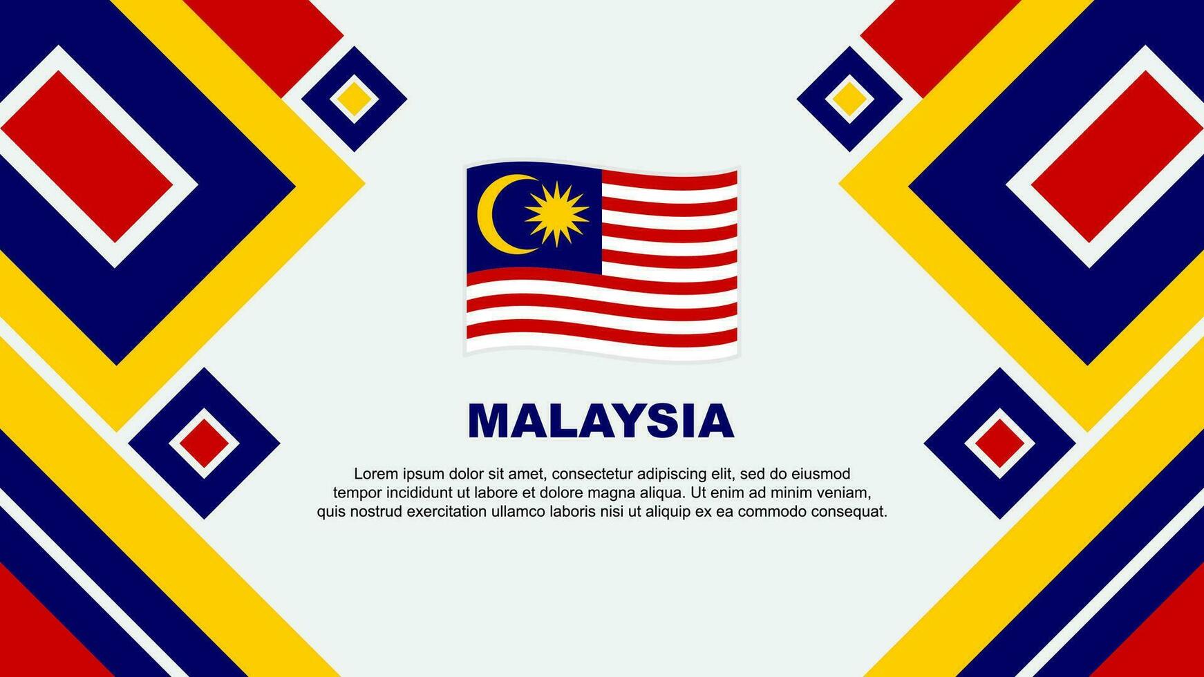 Maleisië vlag abstract achtergrond ontwerp sjabloon. Maleisië onafhankelijkheid dag banier behang vector illustratie. Maleisië tekenfilm