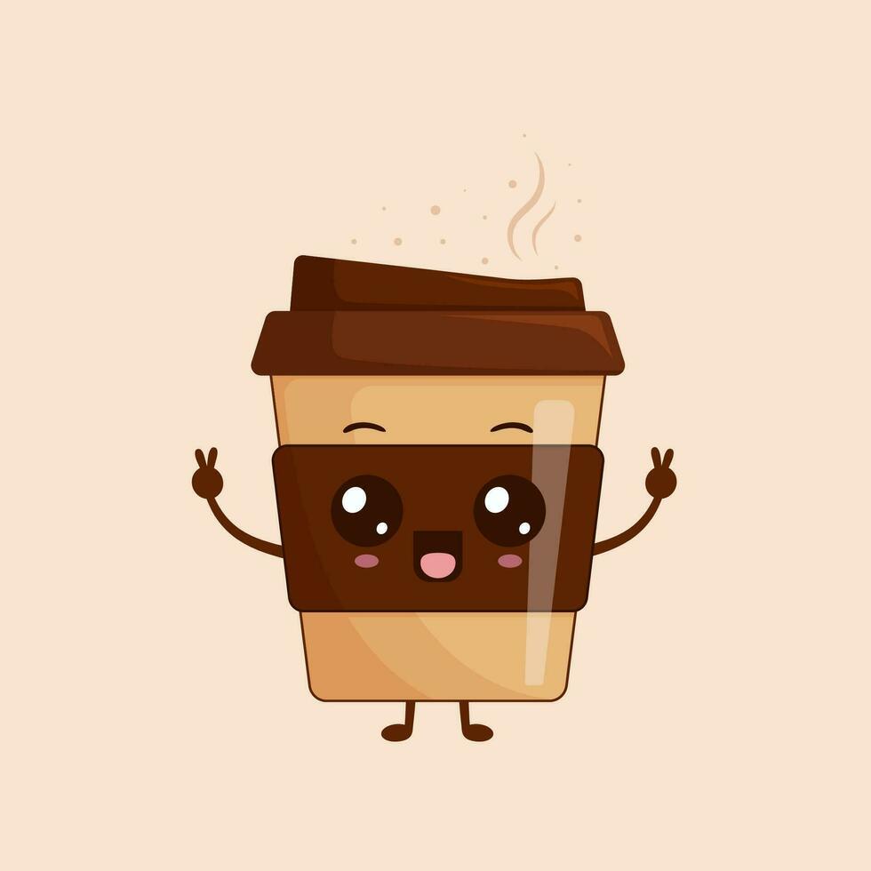 vector illustratie van schattig koffie kop met poten