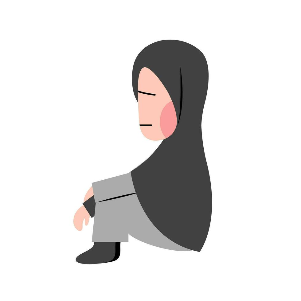 hijab meisje gevoel verdrietig illustratie vector