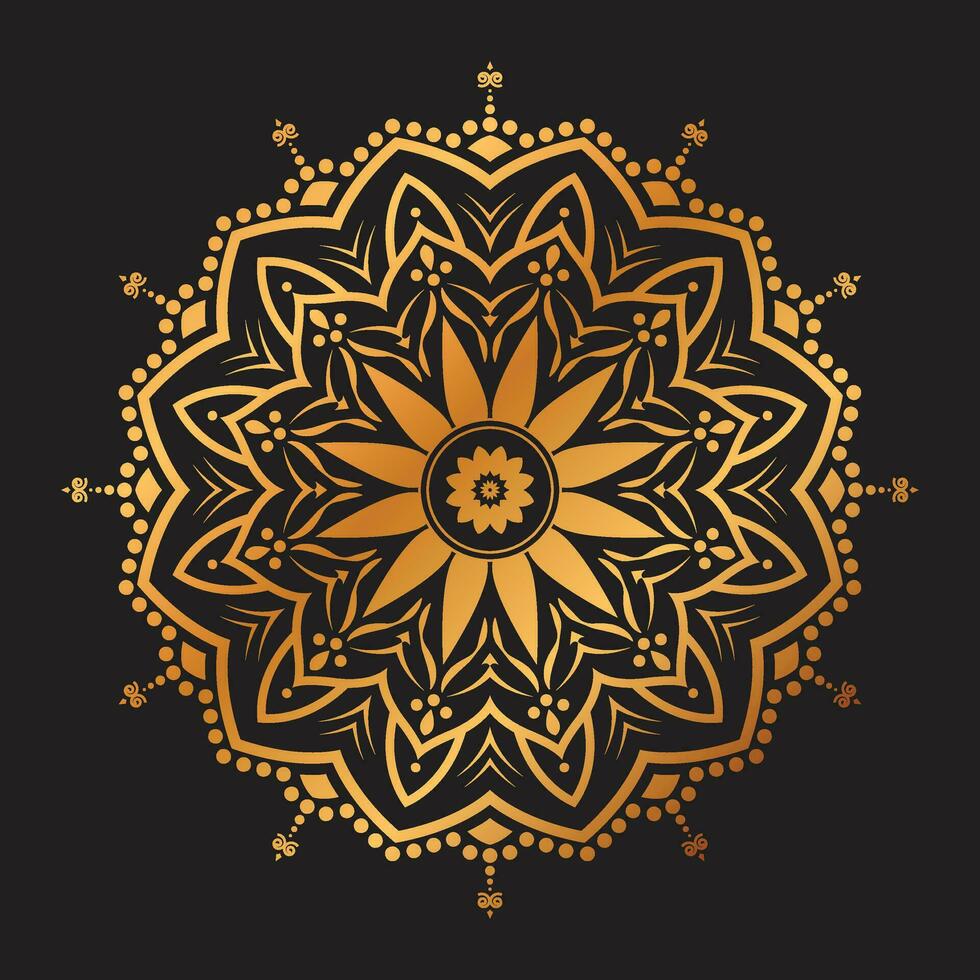 gouden luxe mandala vector ontwerp, mandala voor henna, mehndi, tatoeëren, decoratief etnisch sier- elementen, oosters patronen