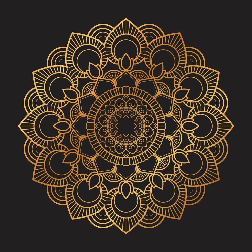 gouden luxe mandala vector ontwerp, mandala voor henna, mehndi, tatoeëren, decoratief etnisch sier- elementen, oosters patronen