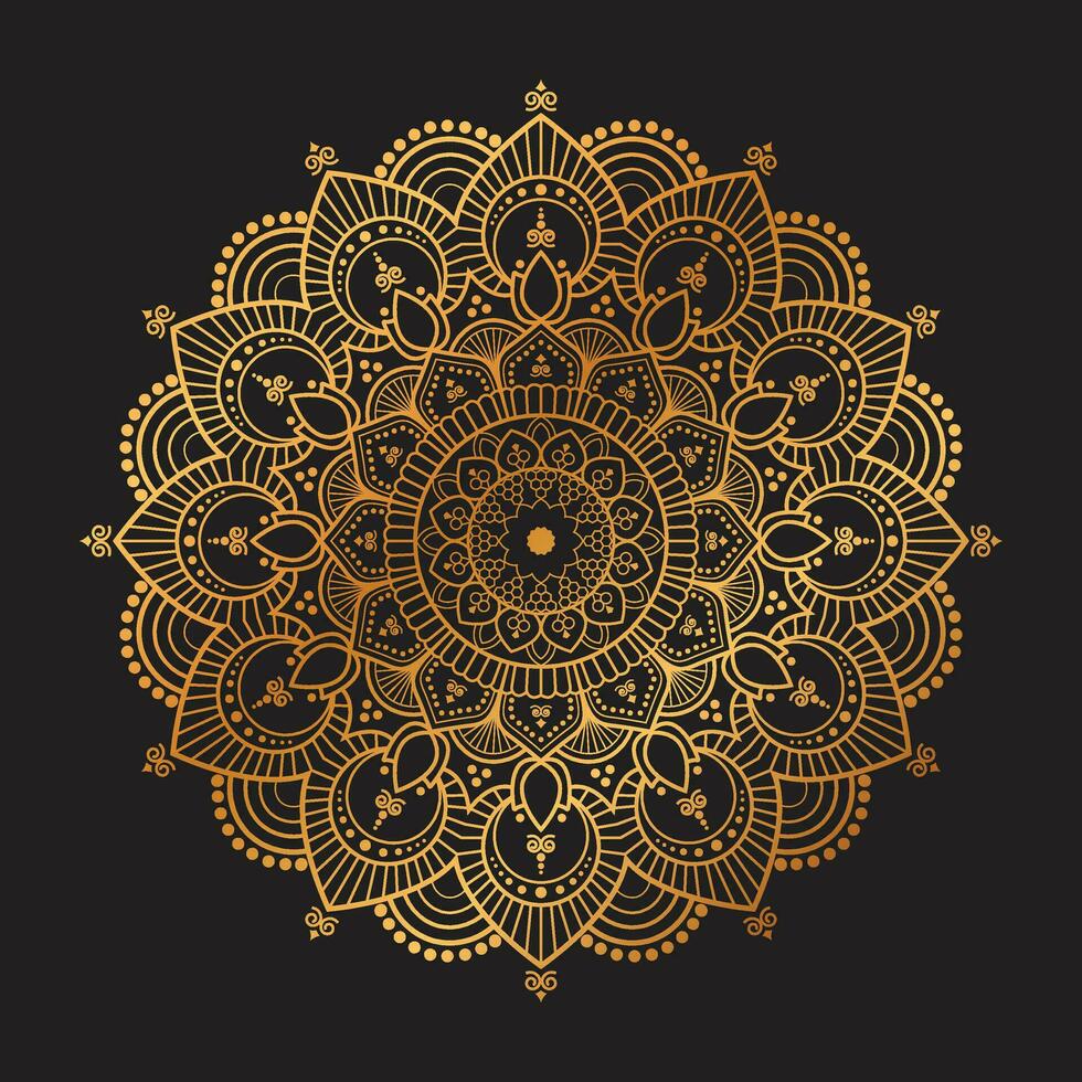 gouden luxe mandala vector ontwerp, mandala voor henna, mehndi, tatoeëren, decoratief etnisch sier- elementen, oosters patronen