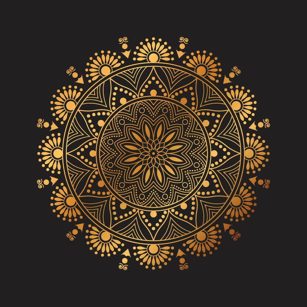 gouden luxe mandala vector ontwerp, mandala voor henna, mehndi, tatoeëren, decoratief etnisch sier- elementen, oosters patronen