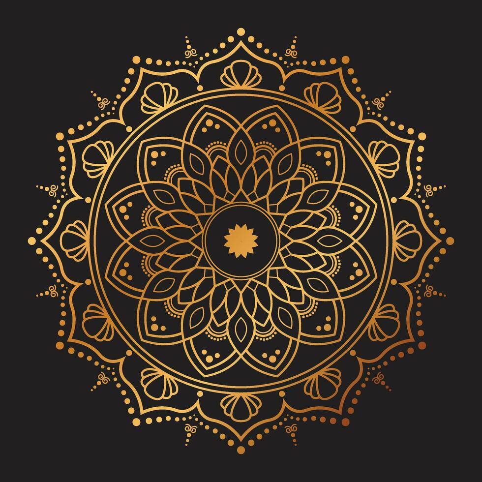 gouden luxe mandala vector ontwerp, mandala voor henna, mehndi, tatoeëren, decoratief etnisch sier- elementen, oosters patronen