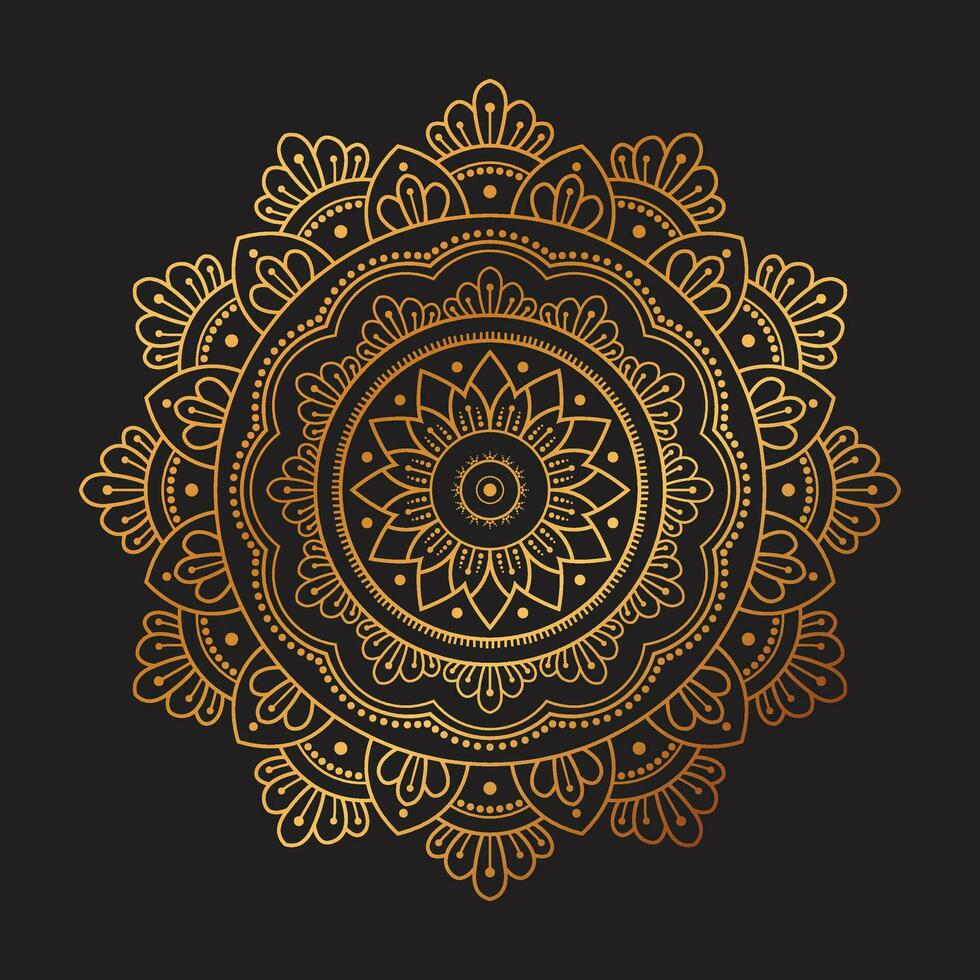 gouden luxe mandala vector ontwerp, mandala voor henna, mehndi, tatoeëren, decoratief etnisch sier- elementen, oosters patronen