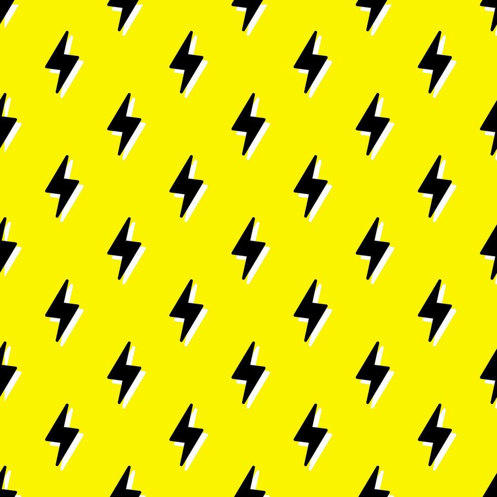 donder vector naadloos patroon, behang. bout symbool patroon. geel naadloos patroon met elektrisch bliksem bouten.