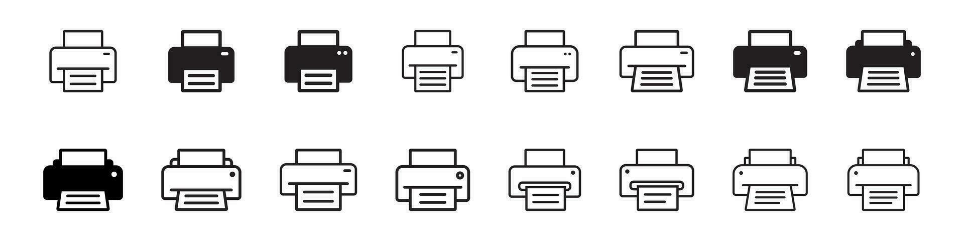printer pictogrammen set, vector illustratie. printer lijn icoon.