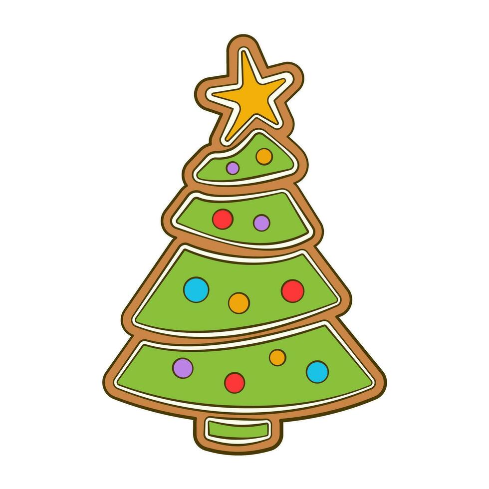 peperkoek Kerstmis boom. tekenfilm. vector illustratie