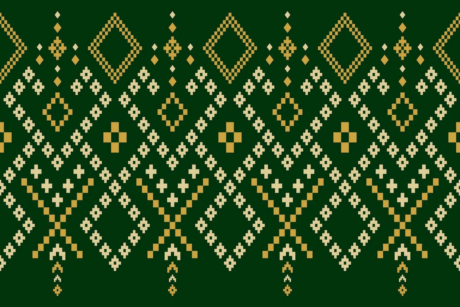 groen kruis steek kleurrijk meetkundig traditioneel etnisch patroon ikat naadloos patroon grens abstract ontwerp voor kleding stof afdrukken kleding jurk tapijt gordijnen en sarong aztec Afrikaanse Indisch Indonesisch vector