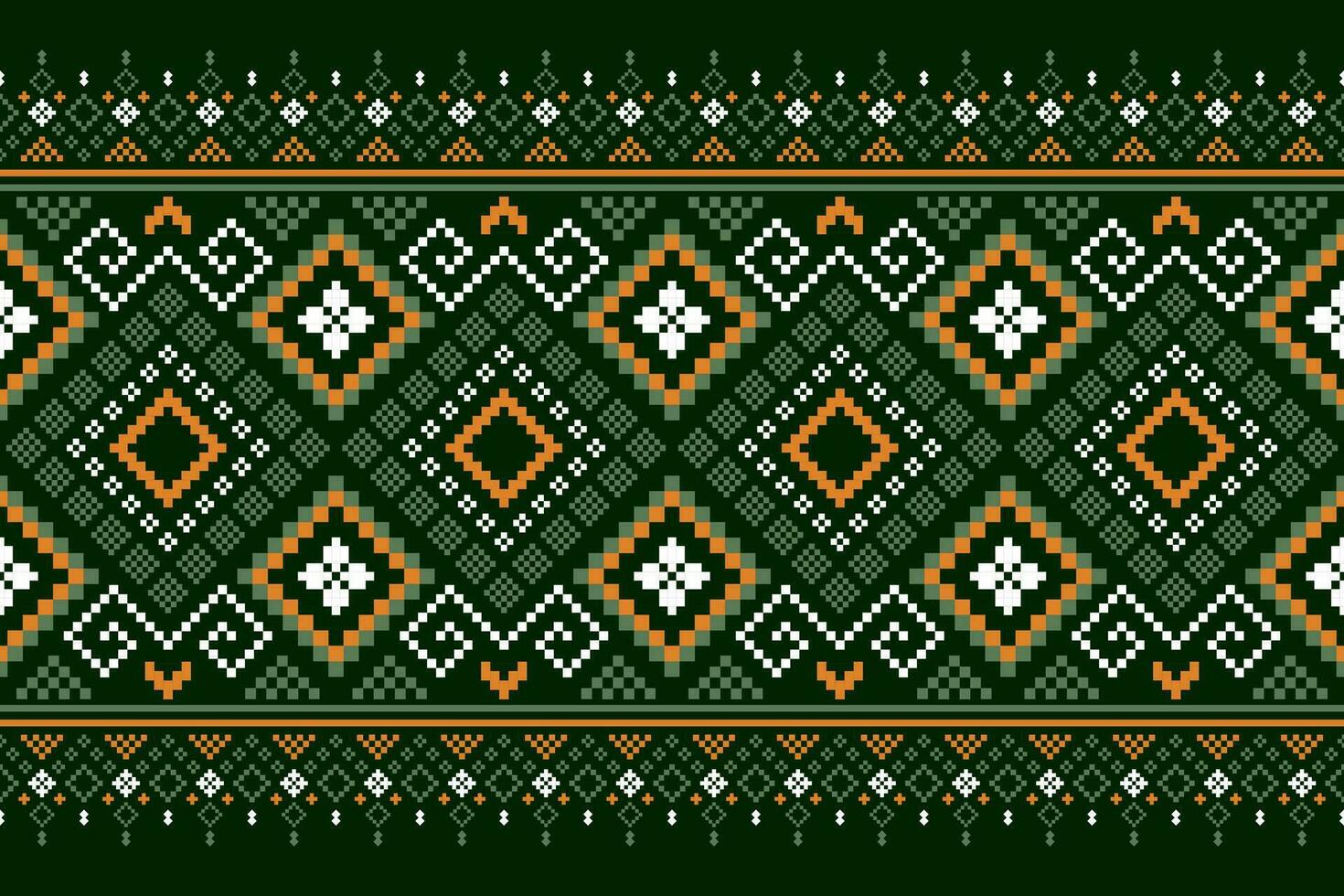 groen kruis steek kleurrijk meetkundig traditioneel etnisch patroon ikat naadloos patroon grens abstract ontwerp voor kleding stof afdrukken kleding jurk tapijt gordijnen en sarong aztec Afrikaanse Indisch Indonesisch vector