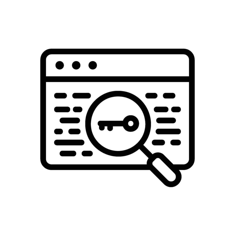 keywording icoon met sleutel en webpagina vector