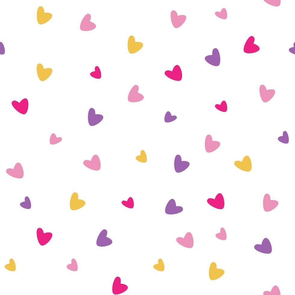 naadloos patroon met weinig schattig harten in helder kleuren, naadloos afdrukken met harten voor achtergronden. vector illustratie